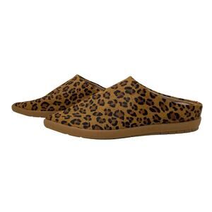 Vision Quest Babouche Mules Leopard Print Calf Hair Leather Women’s Size 40